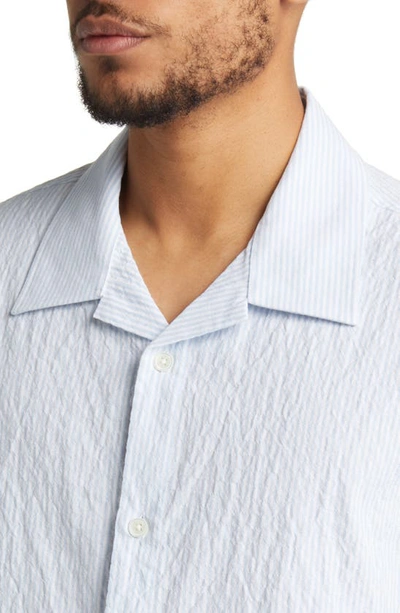 Shop Nn07 Deon 5244 Stripe Linen Button-up Shirt In Blue Stripe