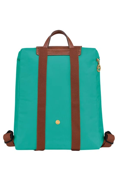 Shop Longchamp Le Pliage Nylon Canvas Backpack In Turquoise