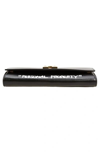Shop Off-white Jitney Quote Leather Wallet On A Chain In Black White