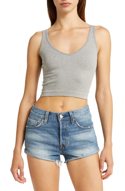 Shop Free People Rib Brami Crop Tank In Heather Grey