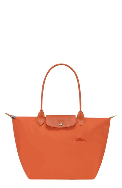 Shop Longchamp Le Pliage Recycled Canvas Shoulder Tote In Carrot