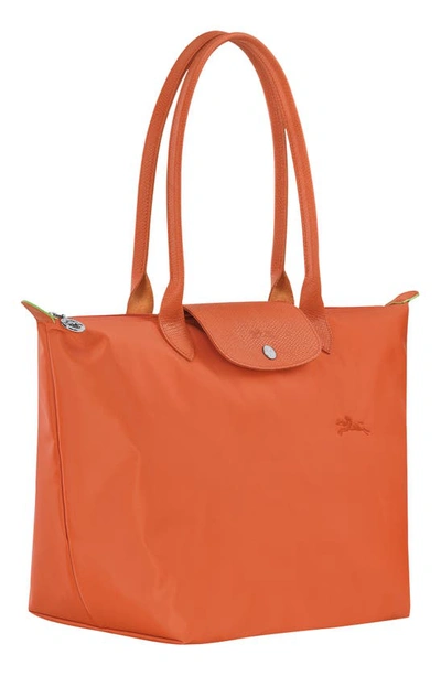 Shop Longchamp Le Pliage Recycled Canvas Shoulder Tote In Carrot