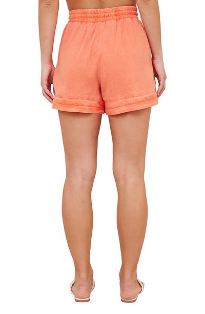 Shop Bella Dahl Seamed Hem Drawstring Shorts In Mandarin Orange