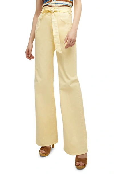 Shop Veronica Beard Rosanna Corset High Waist Wide Leg Jeans In Pale Yellow