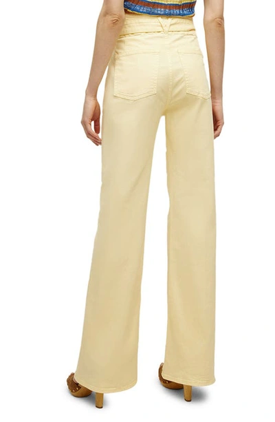 Shop Veronica Beard Rosanna Corset High Waist Wide Leg Jeans In Pale Yellow