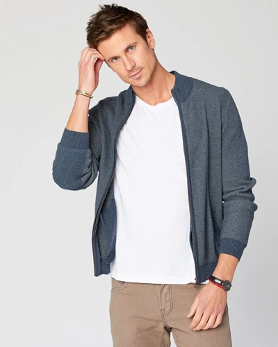 Shop Agave Denim Beacon Full-zip Mock Sweater In Blue