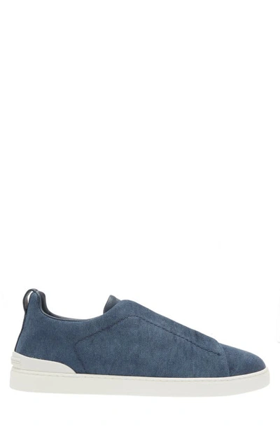 Shop Zegna Triple Stitch Low Top Sneaker In Light Blue