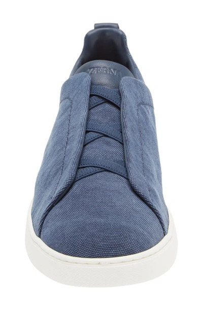 Shop Zegna Triple Stitch Low Top Sneaker In Light Blue