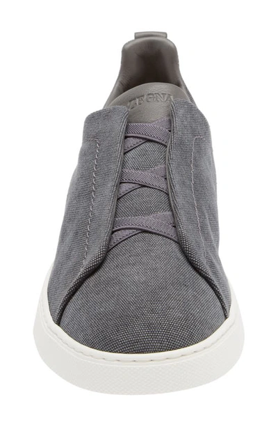 Shop Zegna Triple Stitch Low Top Sneaker In Grey