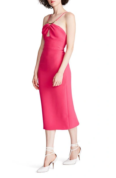 Shop Halston Adrina Stretch Crepe Cocktail Dress In Magenta