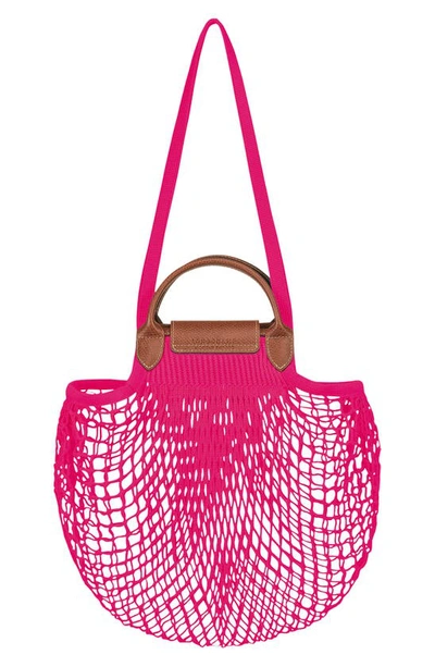 Shop Longchamp Le Pliage Filet Knit Shoulder Bag In Candy