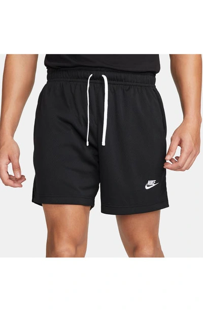 Shop Nike Club Flow Mesh Shorts In Black/ White