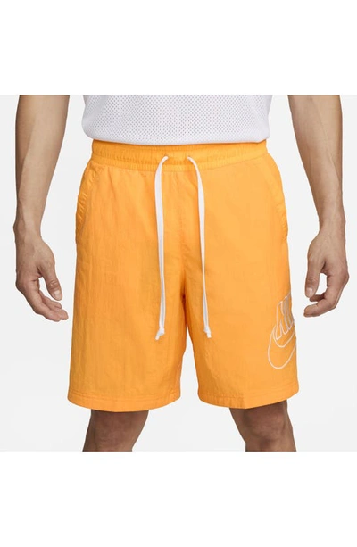 Shop Nike Sportswear Alumni Nylon Shorts In Sundial/ White