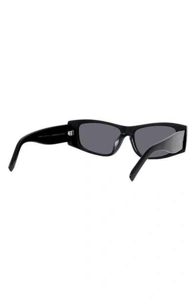 Shop Givenchy Gv Day 56mm Rectangular Sunglasses In Shiny Black / Smoke