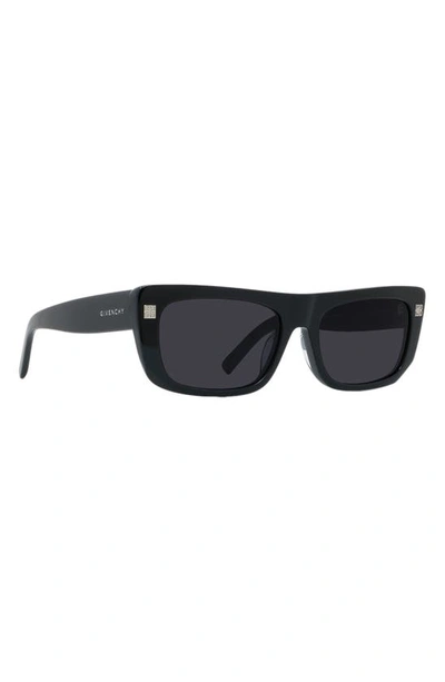 Shop Givenchy Gv Day 57mm Cat Eye Sunglasses In Shiny Black / Smoke