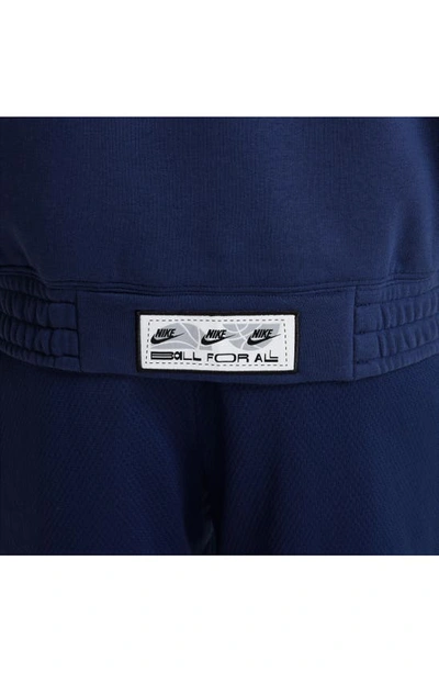 Shop Nike Kids' Culture Of Basketball Short Sleeve Half-zip Hoodie In Midnight Navy/ White