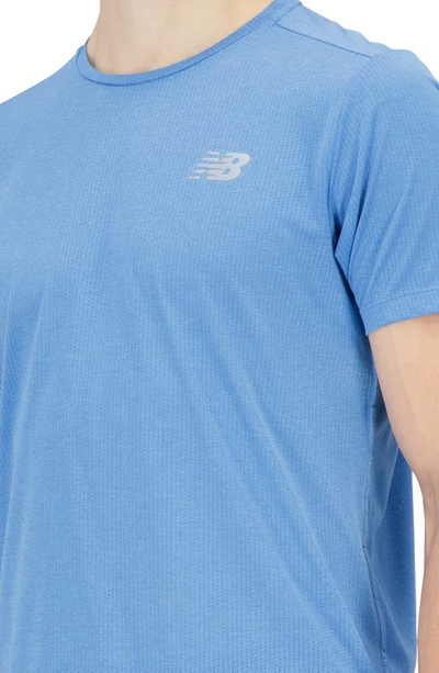 Shop New Balance Impact Run Icex Recycled Polyester Blend T-shirt In Heritage Blue Heather