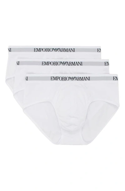 Shop Emporio Armani 3-pack Cotton Briefs In White/ White/ White