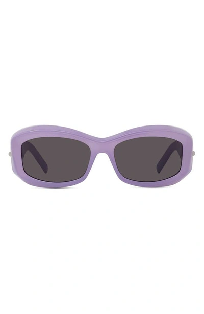 Shop Givenchy 56mm Square Sunglasses In Shiny Lilac / Smoke