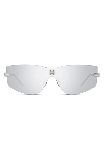 Shop Givenchy 4gem 138mm Oval Sunglasses In Shiny Palladium / Smoke Mirror