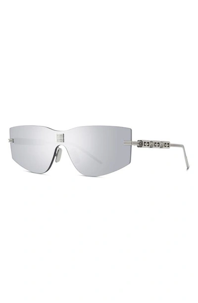 Shop Givenchy 4gem 138mm Oval Sunglasses In Shiny Palladium / Smoke Mirror