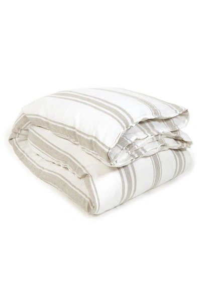 Shop Pom Pom At Home Jackson Stripe Linen Duvet Cover In White/ Beige