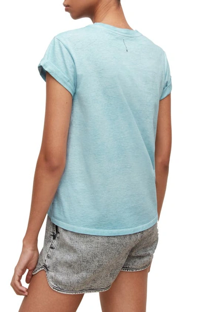 Shop Allsaints Anna Cuff Sleeve Cotton T-shirt In Sky Blue