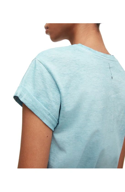 Shop Allsaints Anna Cuff Sleeve Cotton T-shirt In Sky Blue