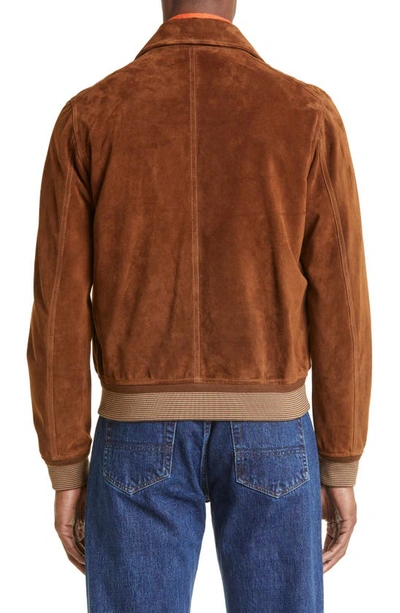 Drake's A2 Suede Bomber Jacket In Brown 300