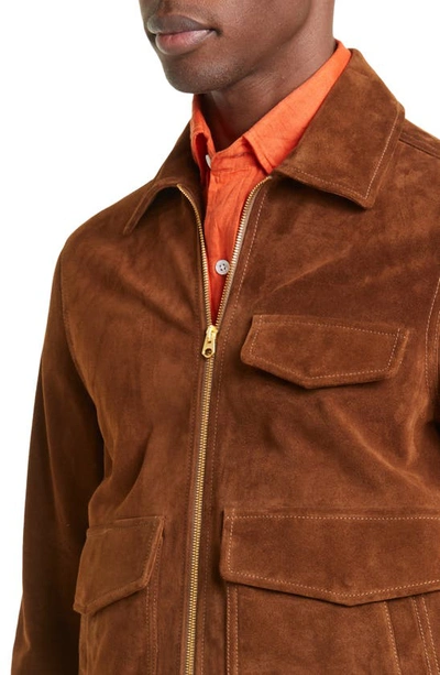 Drake's A2 Suede Bomber Jacket In Brown 300