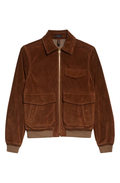 Drake's A2 Suede Bomber Jacket In Brown 300