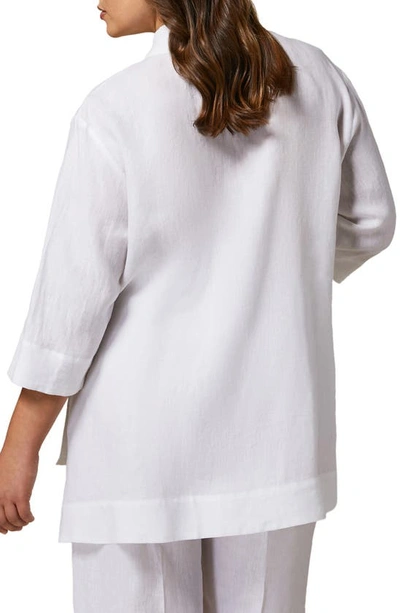 Shop Marina Rinaldi Slightly Flared Flax Button-up Top In White