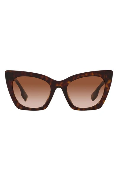 Shop Burberry 52mm Cat Eye Sunglasses In Dark Havana