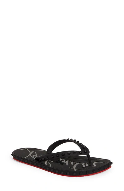 Shop Christian Louboutin Super Loubi Flip Flop In Black