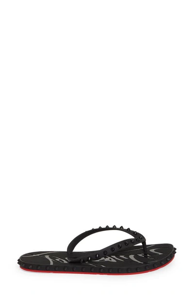 Christian Louboutin Man Thong Sandal Black Size 8 Rubber In Black