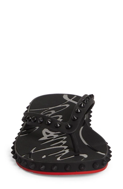Christian Louboutin Man Thong Sandal Black Size 8 Rubber In Black