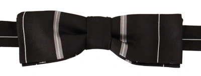 Shop Dolce & Gabbana Black Grey Lining 100% Silk Neck Papillon Men's Tie