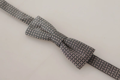 Shop Dolce & Gabbana Black White Flower Pattern Silk Neck Papillon Men's Tie