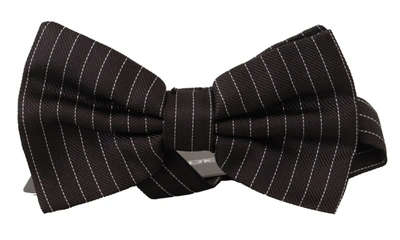 Dolce & Gabbana Pattern 100% Silk Neck Papillon Bow Tie in Black