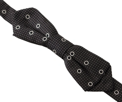 Shop Dolce & Gabbana Black White Polka Dot 100% Silk Neck Papillon Men's Tie