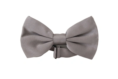 Shop Dolce & Gabbana Gray 100% Silk Adjustable Neck Papillon Men's Tie