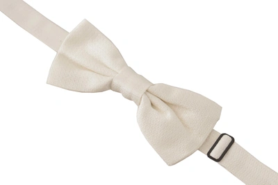 Shop Dolce & Gabbana Off White Pattern Adjustable Neck Papillon Men's Tie