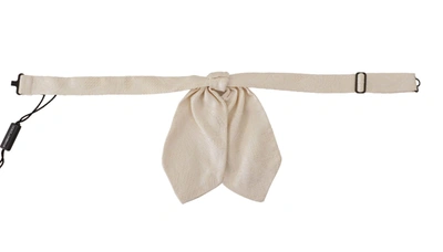 Shop Dolce & Gabbana Off-white 100% Silk Slim Adjustable Neck Papillon Men's Tie In Off White