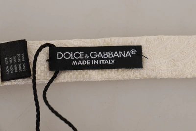 Shop Dolce & Gabbana Off-white 100% Silk Slim Adjustable Neck Papillon Men's Tie In Off White