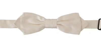 Shop Dolce & Gabbana White Solid Silk Adjustable Neck Papillon Men's Tie