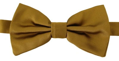 Shop Dolce & Gabbana Yellow Mustard 100% Silk Butterfly Papillon Men's Tie