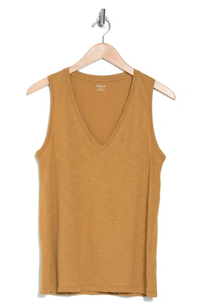 Shop Madewell V-neck Cotton Tank In Toffee