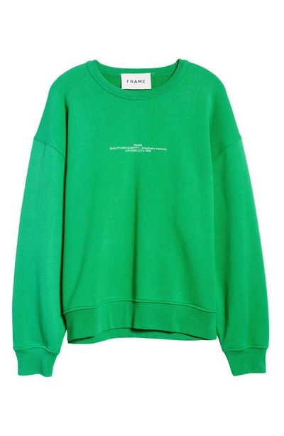 Frame Crewneck Cotton Graphic Sweatshirt In Pop Green