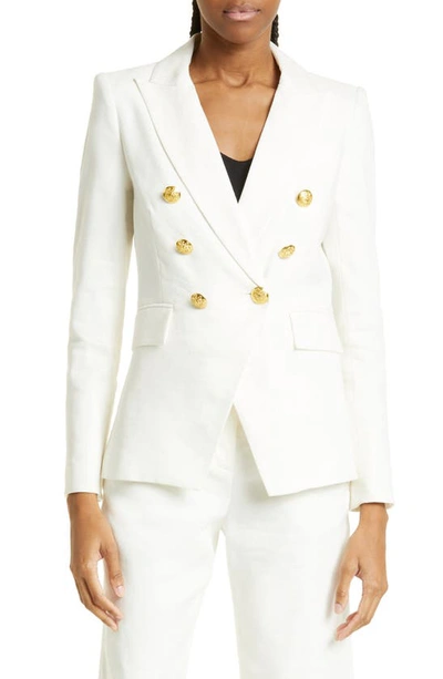 Veronica Beard Miller Dickey Double-breasted Grain De Poudre Blazer In White