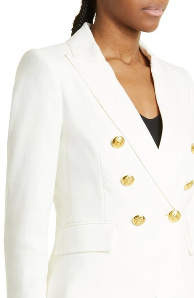 Veronica Beard Miller Dickey Double-breasted Grain De Poudre Blazer In White